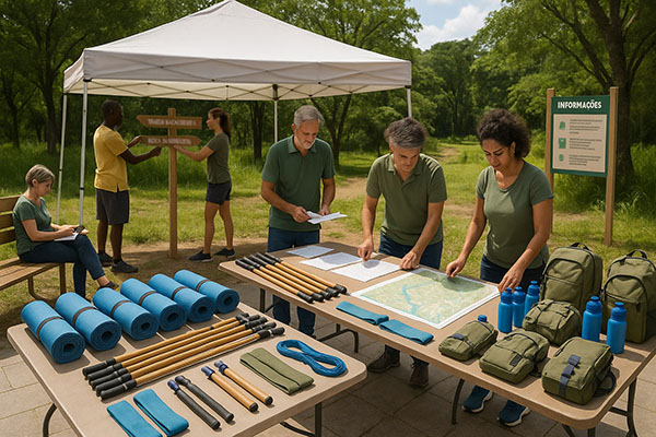 Ações de voluntariado e apoio comunitário ao projeto EcoEsporte da Associação Verde Esperança, com destaque para equipamentos, doações e participação social.