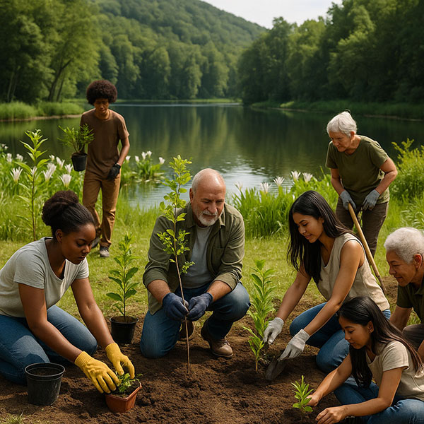 Chamada à participação no projeto Turismo Regenerativo da Associação Verde Esperança, com destaque para voluntariado, parcerias e doações estruturais.